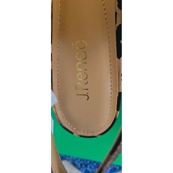 J Renee Baline Leopard Rhinestone Slingback Block Heel Shoes - Picture 7 of 10
